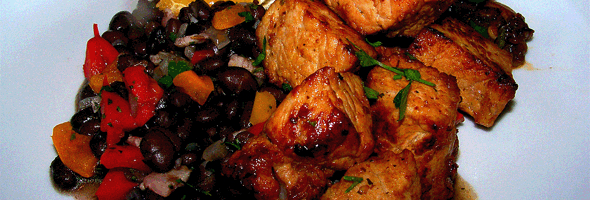 Pork with black beans and rice